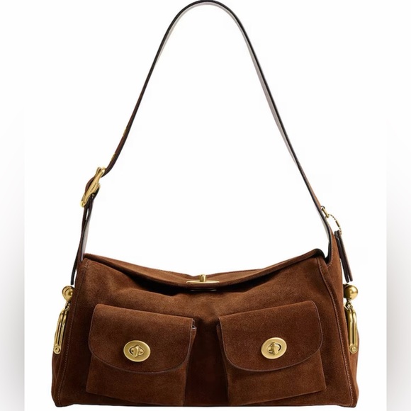 Coach Handbags - Coach Originals Turnlock Haversack Suede Shoulder Bag